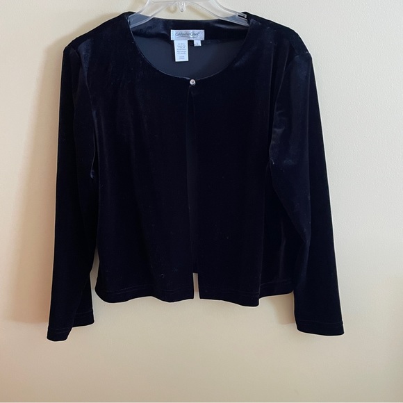 Coldwater Creek Velvet Black Bolero One Button Jacket sz L - Picture 1 of 6